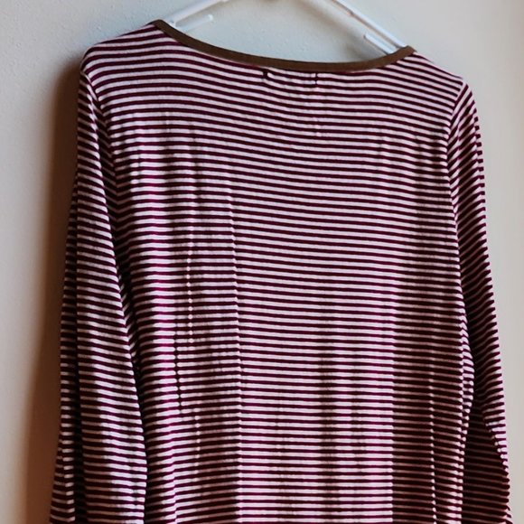 Lauren Ralph Lauren Red/White Pinstriped Scoop Neck Jersey Size Large - Picture 14 of 16